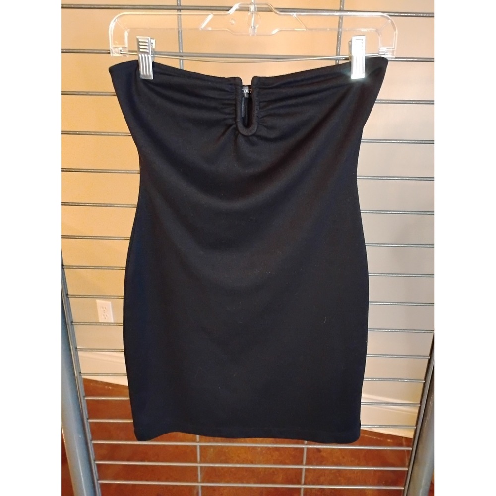 Derek Heart Couture Black Strapless Bodycon Mini Dress Keyhole Small‎